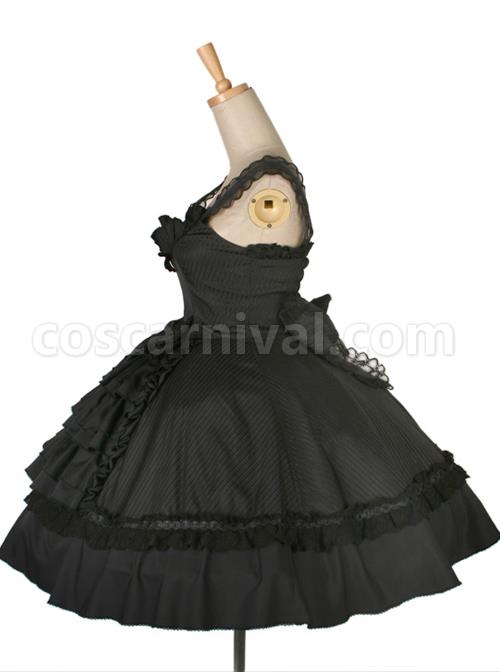 Dream Alice Cute Rabbit Black Gothic Lolita Sling Dress coscarnival