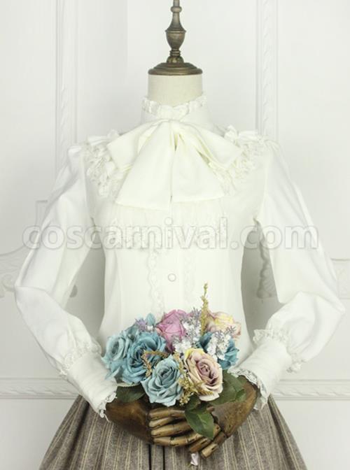 Earl Girl Series Retro Elegant Thick Chiffon Bowknot Classic Lolita Long Sleeve Shirt coscarnival