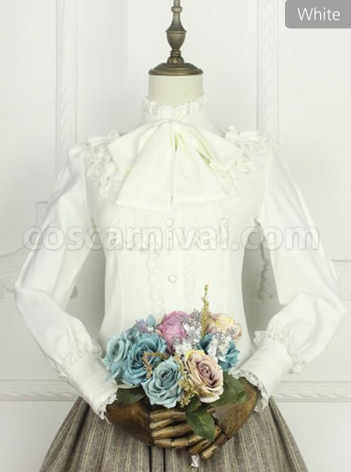 Earl Girl Series Retro Elegant Thick Chiffon Bowknot Classic Lolita Long Sleeve Shirt coscarnival