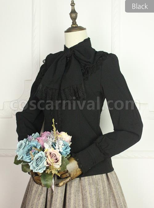 Earl Girl Series Retro Elegant Thick Chiffon Bowknot Classic Lolita Long Sleeve Shirt coscarnival