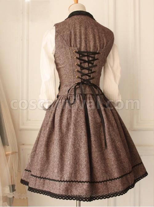 Earl-Tea-Retro-College-Style-Woolen-Brown-Vest-Lolita-Skirt-Set-coscarnival-772