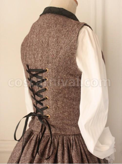 Earl-Tea-Retro-College-Style-Woolen-Brown-Vest-Lolita-Skirt-Set-coscarnival-785
