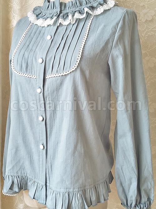 Easy Matching Pure Cotton Ruffle Collar Classic Lolita Long Sleeve Shirt coscarnival