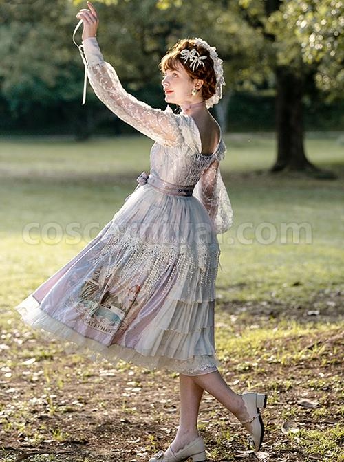 Echo-Voice-Series-SP-Waist-Bow-Tie-Back-Placket-Lace-Long-Sleeves-Cuff-Drawstring-V-Neck-Classic-Lolita-Dress-coscarnival-3022