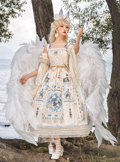 Egyptian-Style-Retro-Exquisite-Jewelry-Geometry-Print-Mesh-Ruffled-Pearl-Trim-Classic-Lolita-Slip-Dress-coscarnival-2966