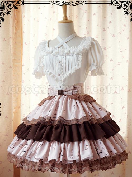 Elegance White Rayon Classic Lolita Short Sleeve Shirt coscarnival