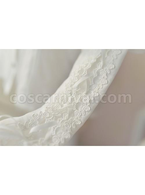 Elegant And Delicate Decorative Button Pleated Neckline Decoration Pure White Retro Court Style Long Sleeve Classic Lolita Shirt coscarnival