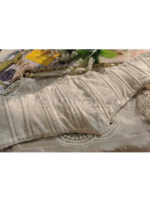 Elegant And Delicate Lily Of The Valley Embroidery Ruched Jacquard Lace Trim Classic Lolita White Fish Bone Girdle coscarnival