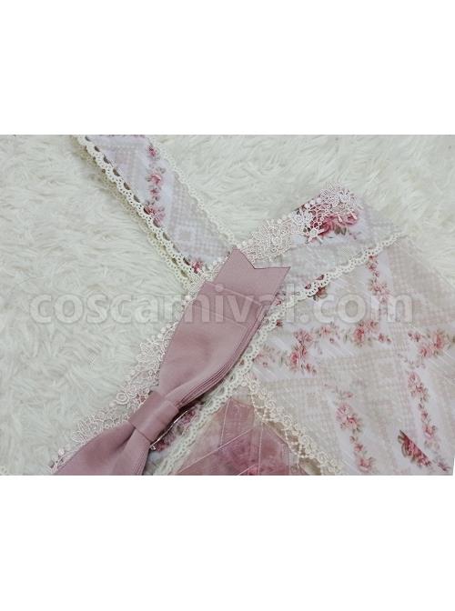Elegant-And-Delicate-Pink-Floral-Print-Design-Jacquard-Lace-Trim-Bow-Knot-Tie-Classic-Lolita-Slip-Dress-coscarnival-2968