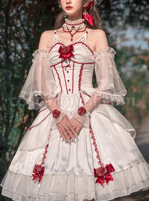 Elegant-And-Delicate-Red-Jacquard-Lace-Pure-White-Slim-Court-Style-JSK-Detachable-Flared-Sleeves-Classic-Lolita-Dress-Set-coscarnival-2953
