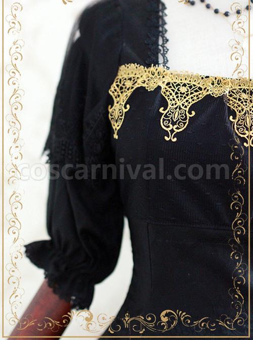 Elegant-Black-Jacquard-Classic-Lolita-Half-Sleeve-Dress-coscarnival-4673