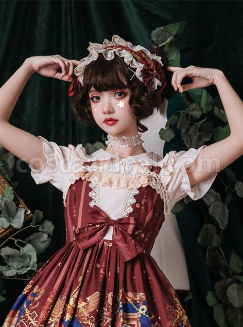 Elegant Doll Collar Ruffle Classic Lolita White Or Apricot Short Sleeve Shirt coscarnival