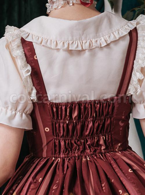 Elegant Doll Collar Ruffle Classic Lolita White Or Apricot Short Sleeve Shirt coscarnival