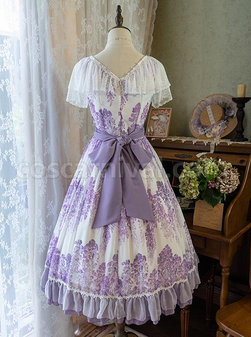 Elegant-Floral-Print-Decoration-Jacquard-Lace-Neckline-Bow-Pearl-Classic-Lolita-Dress-coscarnival-2919