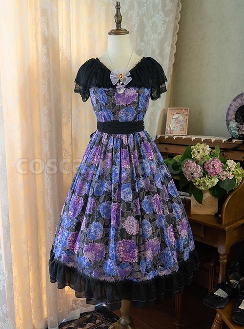 Elegant-Floral-Print-Decoration-Jacquard-Lace-Neckline-Bow-Pearl-Classic-Lolita-Dress-coscarnival-2927