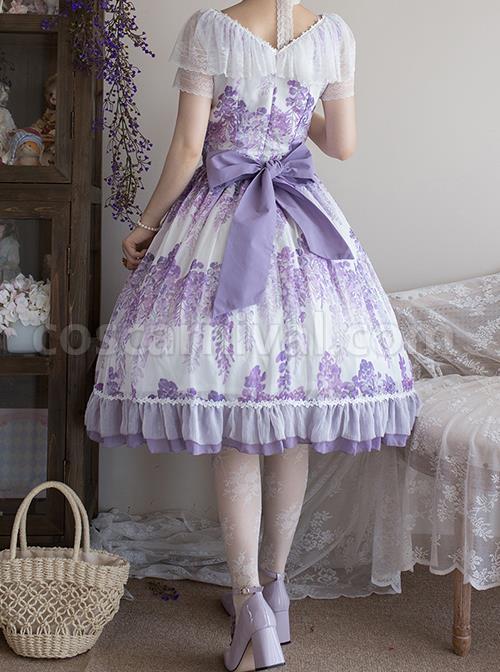 Elegant-Floral-Print-Decoration-Jacquard-Lace-Neckline-Bow-Pearl-Classic-Lolita-Dress-coscarnival-2942