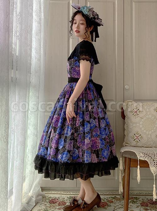 Elegant-Floral-Print-Decoration-Jacquard-Lace-Neckline-Bow-Pearl-Classic-Lolita-Dress-coscarnival-2949