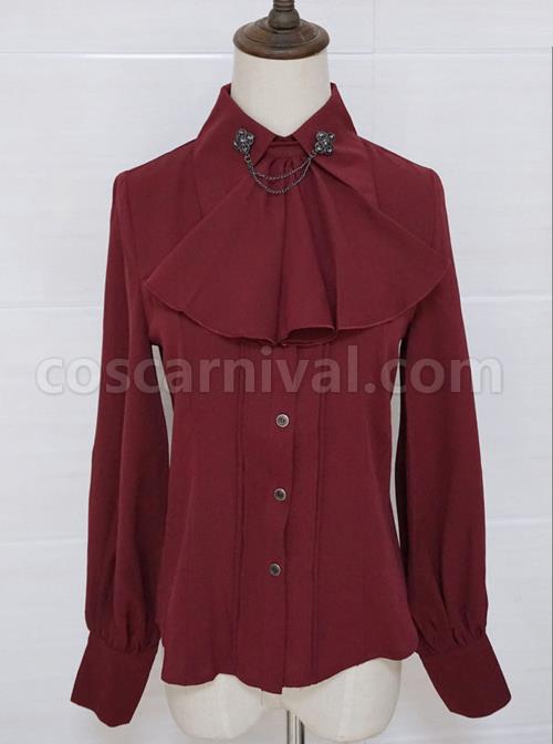 Elegant Lapel Gothic Lolita Long Sleeve Retro Shirt coscarnival
