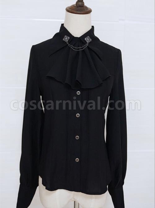 Elegant Lapel Gothic Lolita Long Sleeve Retro Shirt coscarnival
