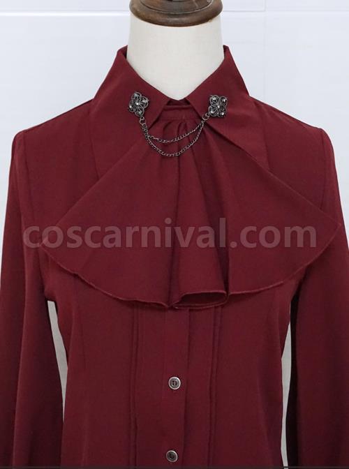 Elegant Lapel Gothic Lolita Long Sleeve Retro Shirt coscarnival