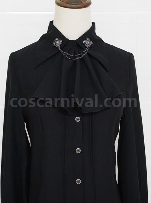Elegant Lapel Gothic Lolita Long Sleeve Retro Shirt coscarnival