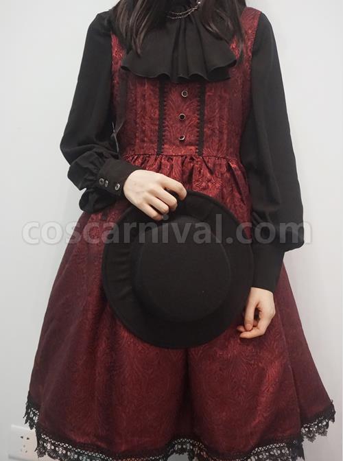 Elegant Lapel Gothic Lolita Long Sleeve Retro Shirt coscarnival