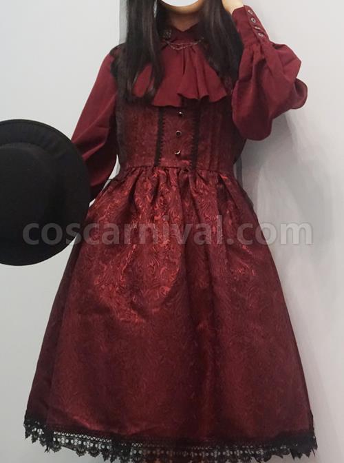 Elegant Lapel Gothic Lolita Long Sleeve Retro Shirt coscarnival