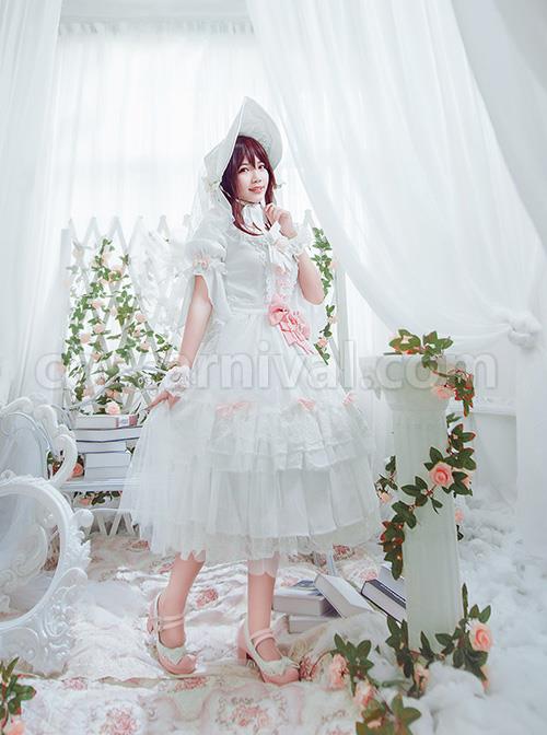 Elegant-Pink-Bowknot-White-Classic-Lolita-Wedding-Dress-coscarnival-3798