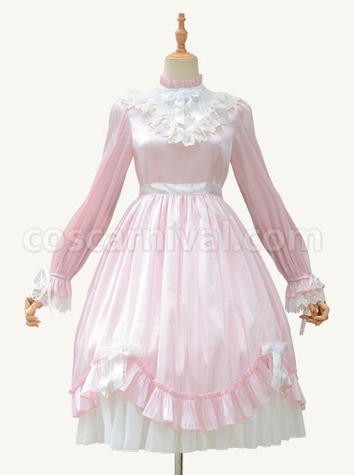 Elegant-Pure-Color-Princess-Streamer-Yarn-Simple-Fairy-Classic-Lolita-Long-Sleeve-Dress-coscarnival-3795