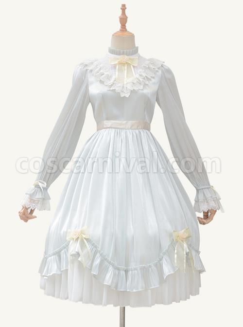 Elegant-Pure-Color-Princess-Streamer-Yarn-Simple-Fairy-Classic-Lolita-Long-Sleeve-Dress-coscarnival-3800