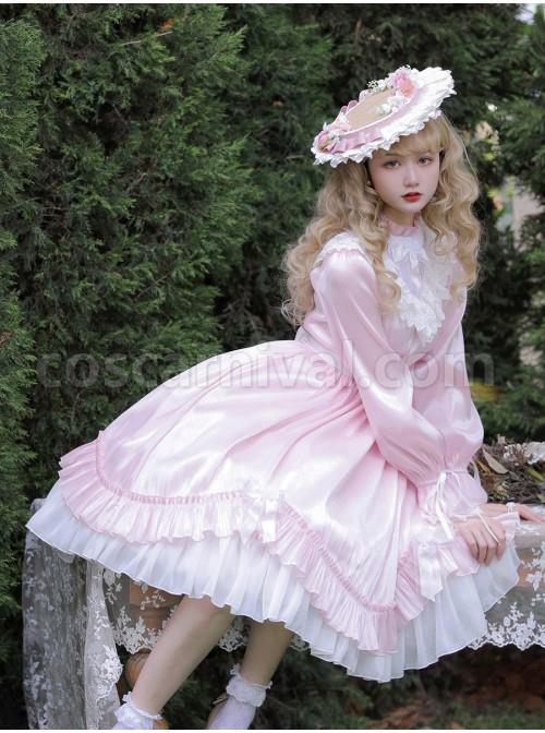 Elegant-Pure-Color-Princess-Streamer-Yarn-Simple-Fairy-Classic-Lolita-Long-Sleeve-Dress-coscarnival-3806