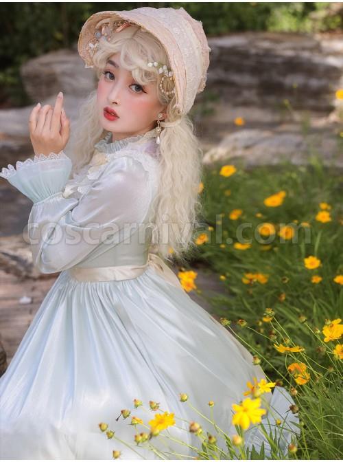 Elegant-Pure-Color-Princess-Streamer-Yarn-Simple-Fairy-Classic-Lolita-Long-Sleeve-Dress-coscarnival-3813