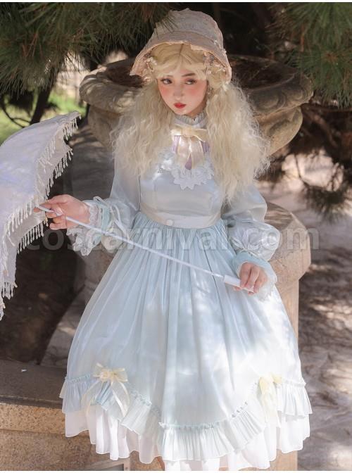 Elegant-Pure-Color-Princess-Streamer-Yarn-Simple-Fairy-Classic-Lolita-Long-Sleeve-Dress-coscarnival-3819