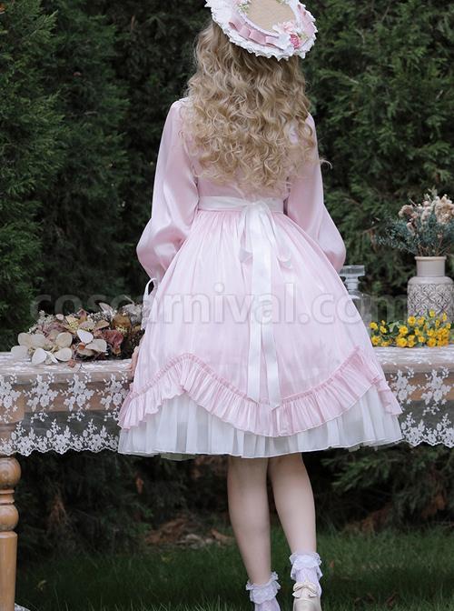 Elegant-Pure-Color-Princess-Streamer-Yarn-Simple-Fairy-Classic-Lolita-Long-Sleeve-Dress-coscarnival-3841