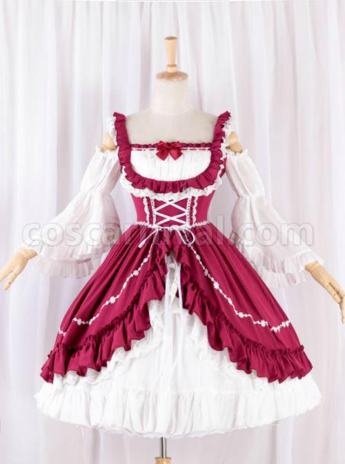 Elegant-Red-And-White-Classic-Lolita-Dress-coscarnival-1190