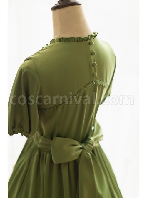 Elegant-Satin-Lace-Lace-Collar-Tunic-Slim-Fit-Multicolor-Puff-Short-Sleeve-Bow-Belt-Classic-Lolita-Dress-coscarnival-2933