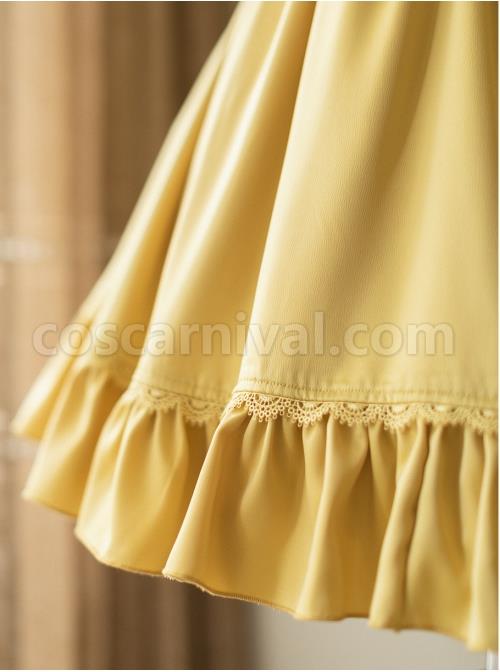 Elegant-Satin-Lace-Lace-Collar-Tunic-Slim-Fit-Multicolor-Puff-Short-Sleeve-Bow-Belt-Classic-Lolita-Dress-coscarnival-2960