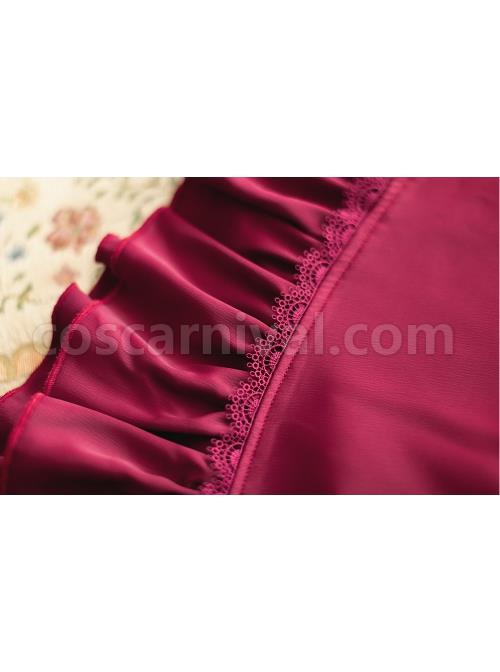 Elegant-Satin-Lace-Lace-Collar-Tunic-Slim-Fit-Multicolor-Puff-Short-Sleeve-Bow-Belt-Classic-Lolita-Dress-coscarnival-2967