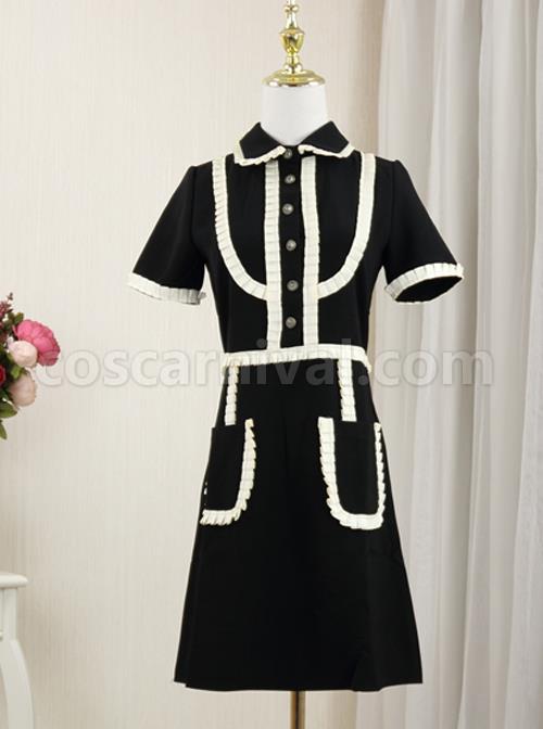 Elegant-Slim-Black-Short-Sleeve-Dress-coscarnival-13