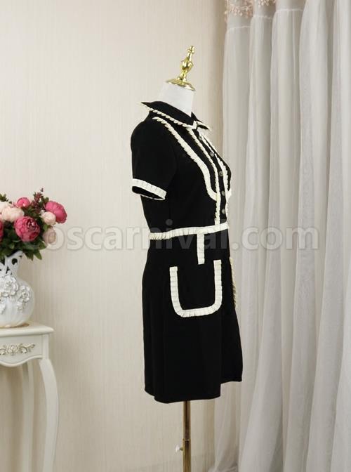 Elegant-Slim-Black-Short-Sleeve-Dress-coscarnival-21