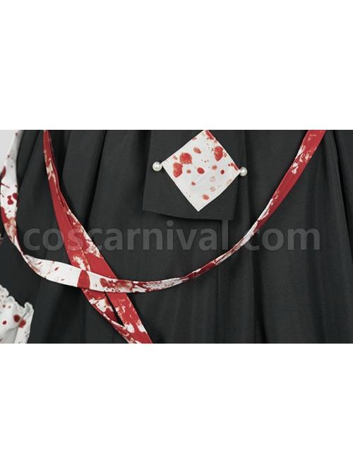 Elegant Small Square Collar Detachable Rose Ornament Pearl Bubble Long Sleeve Front Short Back Long Gothic Lolita Dress coscarnival