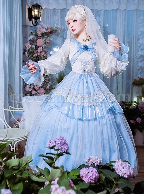 Elegant-Two-Color-Autumn-Flower-Bow-Knot-Decorate-Lace-Lantern-Sleeve-Petal-Hem-Classic-Lolita-Long-Sleeve-Dress-coscarnival-2900