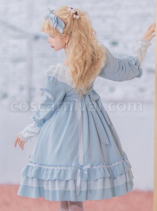 Elegant-V-Neck-Lace-Lantern-Sleeve-Lace-Up-Bow-Knot-Decoration-Classic-Lolita-Long-Sleeve-Dress-coscarnival-2887