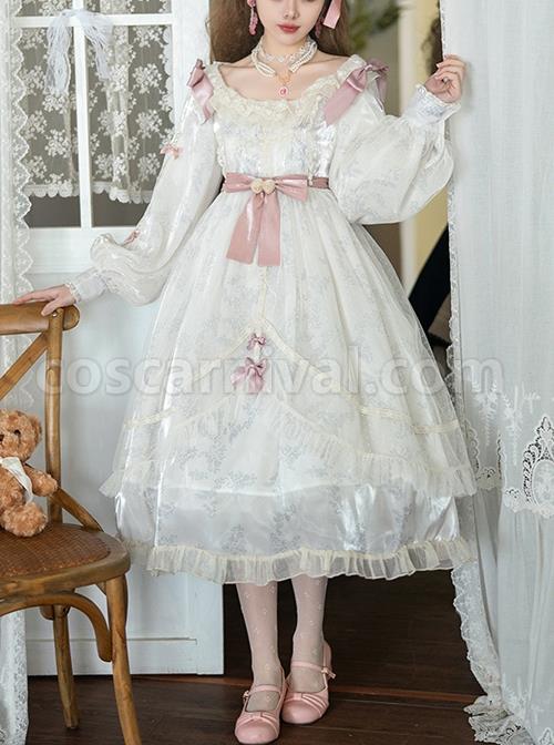 Elegant-Vintage-White-Camellia-Pattern-Print-Decoration-Lace-Pleated-Crew-Neck-Design-Classic-Lolita-Long-Sleeve-Dress-coscarnival-1188