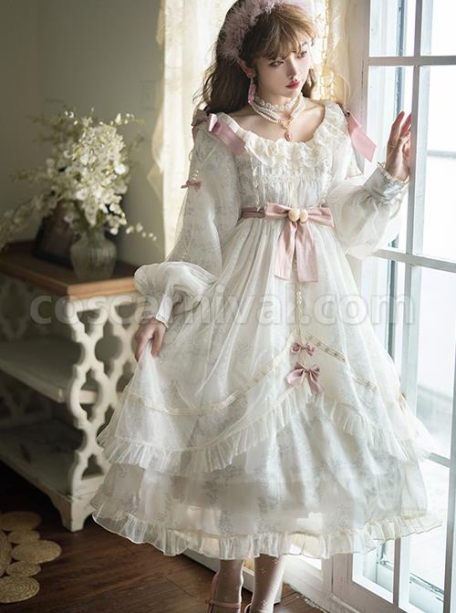Elegant-Vintage-White-Camellia-Pattern-Print-Decoration-Lace-Pleated-Crew-Neck-Design-Classic-Lolita-Long-Sleeve-Dress-coscarnival-1208