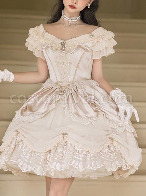 Elizabeth-Little-Star-Flower-Series-Pure-Color-Satin-Handmade-Cross-Star-Pearl-Palace-Elegant-Classic-Lolita-Short-Sleeved-Dress-coscarnival-2835