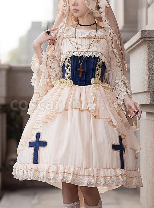 Eternal-Life-Song-Series-Spring-Chiffon-Lace-Stitching-Cross-Halloween-Classic-Lolita-Sleeveless-Dress-coscarnival-2843