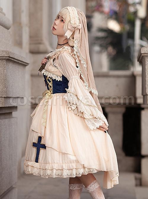 Eternal-Life-Song-Series-Spring-Chiffon-Lace-Stitching-Cross-Halloween-Classic-Lolita-Sleeveless-Dress-coscarnival-2868