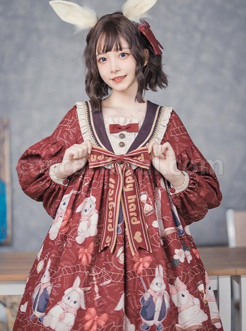 Exam-Rabbit-Series-Red-Festival-Cute-Bunny-Print-Spring-Autumn-Classic-Lolita-Long-Sleeve-Dress-coscarnival-2848