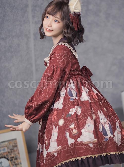 Exam-Rabbit-Series-Red-Festival-Cute-Bunny-Print-Spring-Autumn-Classic-Lolita-Long-Sleeve-Dress-coscarnival-2854